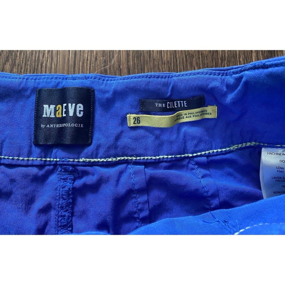 Maeve The Colette Wide Leg Pants Blue Womens Size 26 Stretch Linen Blend - Picture 4 of 10